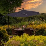 Grey 3m LED Cantilever Parasol with Rain Cover