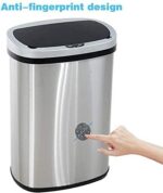 Bigacc 13 Gallon 50 Liter Kitchen Trash Can with Touch-Free & Motion Sensor,Automatic Stainless-Steel Garbage Can,Anti-Fingerprint Mute Designed Trash Bin Brushed Stainless Steel