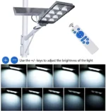 450W Solar Street Flood Lights Outdoor Lamp with Remote Control Dusk to Dawn Security Lighting for Yard Garden Gutter Basketball Court Arena Lawn lm