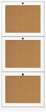 Anmytek Rattan Shoe Cabinet,Entryway Cabinet Wooden Shoe Rack with 3 Flip Drawers