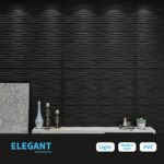 Art3d Black Large PVC 3D Textured Wavy Wall Panels Decorative,Pack of 6 Tiles
