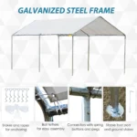 Outsunny 10'x20' Carport Heavy Duty Galvanized Car Canopy with Included Anchor Kit,3 Reinforced Steel Cables,White