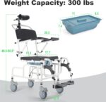 Arkantos Tilt 30??Shower Commode Wheelchair,Shampoo Chair with Headrest and Bucket
