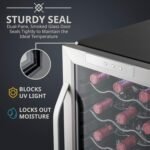 18 Bottle Compressor Wine Cooler Refrigerator w/Lock,Large Freestanding Wine Cellar For Red,White,Champagne or Sparkling Wine,41f-64f Digital Temperature Control Fridge Glass Door Black