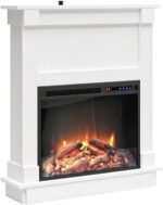 Ameriwood Home Ellsworth Fireplace with Mantel,White - Cozy Electric Heater