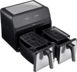 Cooks Professional 8 Litre Dual Digital Air Fryer with Double Twin Basket | Stainless Steel Energy Saving Instant Fryer with Double Drawers & Preset Functions | 8L Capacity (XL) | Black