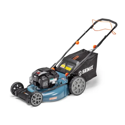 SENIX 22-Inch 163 cc 4-Cycle Gas Powered RWD Self-Propelled Lawn Mower,3-In-1,1-Step Start Auto Choke,Single Lever Height Adjustment,11-In Rear Wheels,LSSG-H1