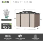 Aoxun 6.4x4 FT Outdoor Storage Shed for Tool,Garden