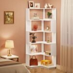 Tribesigns 6-Tier Corner Bookshelf,64.9 Inch Tall Bookcase with Anti-Drop Panel