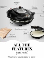 PIEZANO Crispy Crust Pizza Oven by Granitestone ??Electric Pizza Oven Indoor Portable 12 Inch Indoor Pizza Oven Countertop Pizza Maker Heats up to 800?F for Stone Baked Pizza at Home As Seen on TV