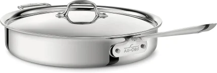 All-Clad D3 3-Ply Stainless Steel Saut?? Pan 6 Quart Induction Oven Broiler Safe 600F Pots and Pans,Cookware Silver