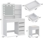 Furniouse Vanity Mirror with Lights and Table Set with 5 Drawers