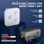 Hcalory Diesel Air Heater, 12V 5KW-8KW Parking Heater with LCD Switch & Remote Control & Muffler for Motorhome Boat RV Trucks Car Bus Trailer, Black