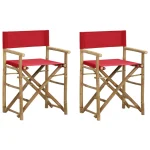 2 Folding Bamboo Director's Chairs