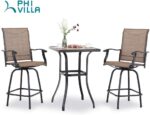 3 PCS Patio Swivel Bar Set Outdoor Furniture Bar Height Bistro Set,2 Bar Stools and 1 Table