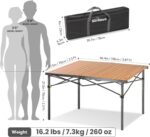 Join Nature Portable Camp Table with Aluminum Roll Up Tabletop and Carry Bag