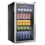 EUHOMY Beverage Refrigerator,126 Can Mini fridge with Glass Door