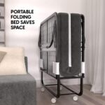 EconoHome Folding Bed with Mattress - Portable Foldable Roll Away Adult Bed for Guest
