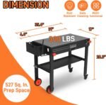 Grill Table for Blackstone Griddle,Portable Griddle Table with Caddy - Fit 17??or 22??Other Tabletop Grill,Foldable Ninja Grill Stand& Blackstone Griddle Stand for Outdoor Tailgating-Camping