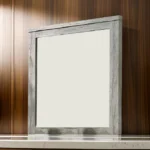 Wall Mirror with Rectangular Frame and Molded Details,Gray By Casagear Home