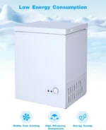 3.5 Cu.Ft Chest Freezer with a Removable Basket 7 Gears Adjustable Temperature Control(-18??F to -46??F),Deep Compact Freezer for Garage,Office,Basement,House,Kitchen,Shop,RVs-White