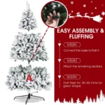 iFanze 6ft Pre-Lit Snow Flocked Christmas Tree with 1000 Tips 250 Warm Lights,Hinged Artificial Holiday Xmas Pine Tree