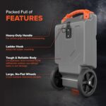 36-Gallon Portable Camper / RV Tote Tank - Features Large Heavy-Duty No-Flat Wheels & Built-In Gate Valve - Removable Steel Tow Adapter,3 ?RV Sewer Hose & More RV Accessories (39006)