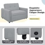 g 488243 Convertible Sleeper Sofa Bed MultiFunctional Adjustable Single Bed Chair with USB Port and 2 Pillows for Small Space Grey
