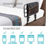 Stander Adjustable Senior Bed Rail and Bed Assist Grab Bar for Elderly Adults with Black