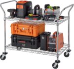 Finnhomy 2-Tier Commercial Grade Rolling Cart with Wheels and Handles