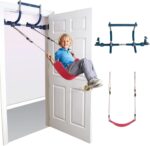 6 Piece Indoor Doorway Gym Set for Kids ÿ Indoor Swing for Kids Includes Kids Swing Chair,Rings,Hanging Trapeze,Ladder,Swinging Rope & Pullup Bar