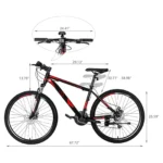 CamPingSurvivals 26" Lightweight Explorer Mountain Bike,for Men and Women Exercise Fitness,21-Speed,Red/Black