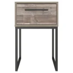 Grace 20 Inch Modern Nightstand,Metal Base,1 Drawer,Whitewashed Wood By Casagear Home