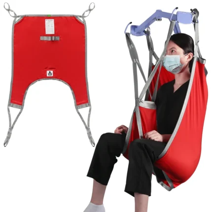 EZ Assistive Patient Lift Sling with Divided Leg for Patient Transfer Red Hoyer Lift Sling,500lb Weight Capacity (Large Size )