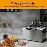 Electric Deep Fryer with Basket for Home Use,Lid with Viewing Window and Odorless Filter,Adjustable Temperature,5.3 Quart,Stainless Steel
