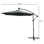 Grey 3m LED Cantilever Parasol with Rain Cover