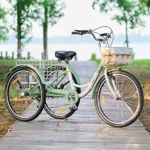 Viribus Adult Tricycle,7 Speed Tricycle for Adults,24" 3 Wheel Bikes for Adults with Baskets
