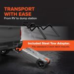 36-Gallon Portable Camper / RV Tote Tank - Features Large Heavy-Duty No-Flat Wheels & Built-In Gate Valve - Removable Steel Tow Adapter,3??RV Sewer Hose & More RV Accessories (39006)