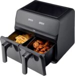 Cooks Professional 8 Litre Dual Digital Air Fryer with Double Twin Basket | Stainless Steel Energy Saving Instant Fryer with Double Drawers & Preset Functions | 8L Capacity (XL) | Black