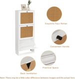 Anmytek Rattan Shoe Cabinet,Entryway Cabinet Wooden Shoe Rack with 3 Flip Drawers