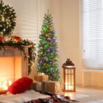 GOFLAME 5ft Pre-lit Pencil Christmas Tree,Artificial Christmas Tree with 180 LED Lights