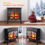 Rintuf Electric Fireplace Heater,1500W Infrared Fireplace Stove w/ 3D Realistic Flame