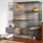 Oneluck Cat Cage with Litter Box,4-Tier DIY Cat Enclosures for 1-2 Cat