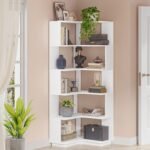 Tribesigns 6-Tier Corner Bookshelf,64.9 Inch Tall Bookcase with Anti-Drop Panel
