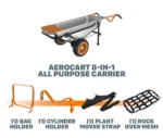 Worx Wg050 Aerocart 8-In-1 Yard Cart / Wheelbarrow / Dolly