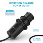 Jgstkcity Pop Up Outlet with 15W Wireless Charger,4 Outlets 15A,Splash Resistant