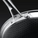 HexClad 6 Piece Hybrid Stainless Steel Cookware Pan Set 8 inch, 10 inch, 12 inch with Glass Lids, Size: One size, Black