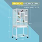 VIVOHOME 54 Inch Wrought Iron Large Bird Flight Cage with Rolling Stand