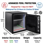 SentrySafe SFW123CS Fire-Resistant Safe and Waterproof Safe with Dial Combination Lock,1.23 Cu. ft.
