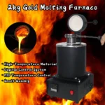 SHANGNIULU 2KG Gold Melting Furnace,1400W 2000F Digital Electric Melting Furnace with Graphite Crucible for Melt Scrap,Silver,Gold,Copper,Aluminum 110V Refining Casting